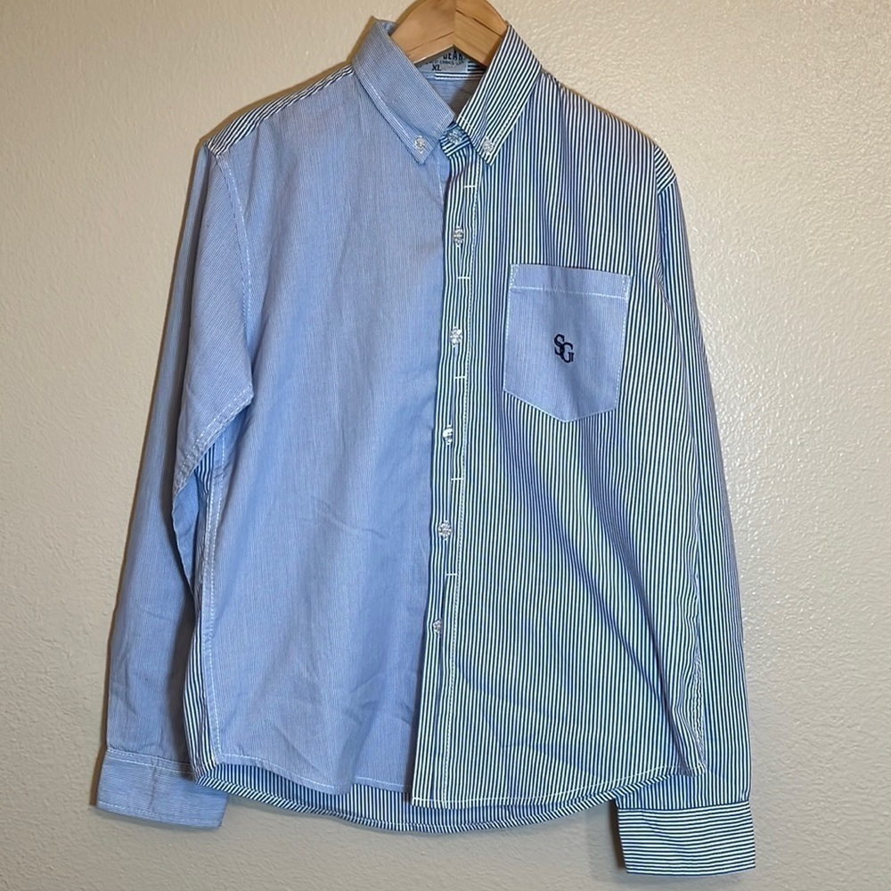 Blue Stripe Long Sleeve Button Down Cotton Youth Shirt